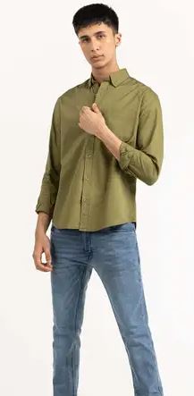 Green Solid Casual Shirt 